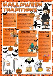 English Worksheet: Halloween Taditions - reading