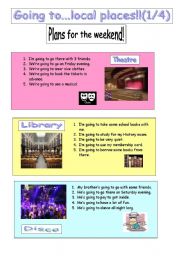 English Worksheet: Going to...places in town!  (1/4)Plans for the weekend