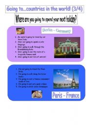 English Worksheet: Goint to...countries in the world!(3/4) Where are you going to spend your next holiday?
