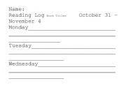 English worksheet: reading log