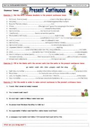 English Worksheet: The Present continuous 2
