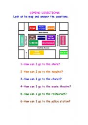 English Worksheet: giving directions