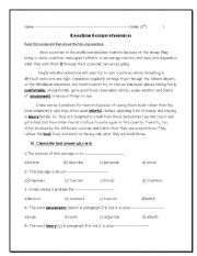 English Worksheet: reading quiz