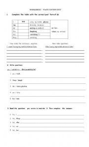 English Worksheet: Past Continuous exercises