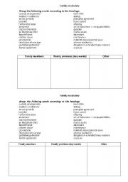 English Worksheet: Family advanced vocabulary