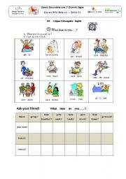 English Worksheet: What time do you...?
