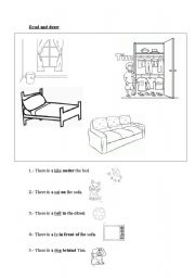 English Worksheet: Read and draw