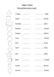 English worksheet: Shape and colors