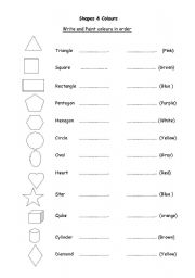 English Worksheet: Shape and colors