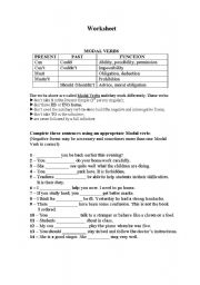 English Worksheet: modal