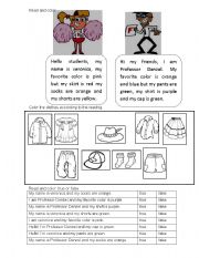 English Worksheet: CLOTHES - READING COMPREHENSION