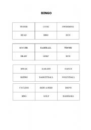 English worksheet: Bingo