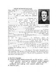 English worksheet: Poes biography