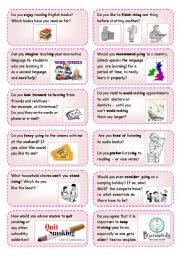 English Worksheet: Converstation cards (2) Gerund