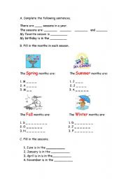 English Worksheet: Seasons and Months