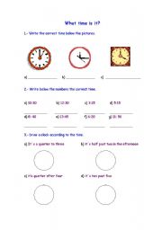 English worksheet: what time is it?