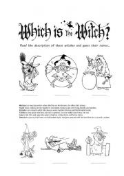 English Worksheet: Which is the witch?