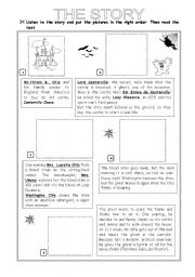 English Worksheet: Halloween Story: The Canterville Ghost - part 3/4