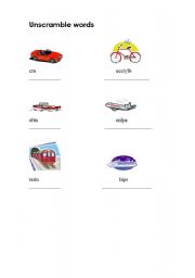 English worksheet: Transport  vocabulary