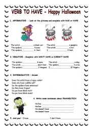 English Worksheet: VERB TO HAVE with Halloween Theme