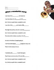 What a wonderful world (fill the blanks) +powerpoint