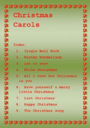 English Worksheet: 10 modern Christmas carols to work in class