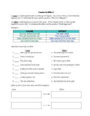 English Worksheet: Cause and Effect (definition and matching)