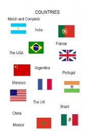 English Worksheet: Countries match