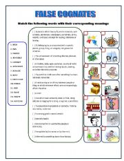 English Worksheet: FALSE COGNATES