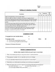 English Worksheet: Peer evaluation and editing handout