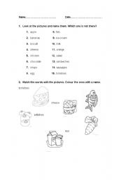 English Worksheet: Food