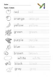 English Worksheet: The Colors