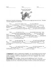 English Worksheet: Frog and Toad Grammar Exercises