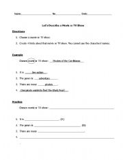 English Worksheet: Describing Movies