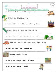 English Worksheet: re arranging sentences