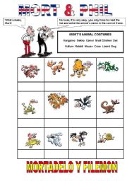 English worksheet: Morts Animal Costumes