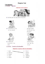 English Worksheet: English Progress Test