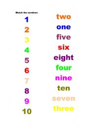 English worksheet: Numbers 1 - 10