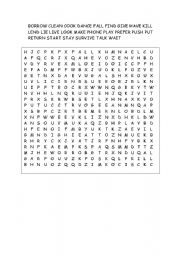 English Worksheet: Verbs Word Search