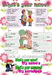 English Worksheet: whats your name