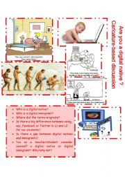 English Worksheet: Caricature-based discussion - Are you a digital native?