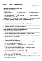 English Worksheet: module 1 Lesson 3 Generation Gap 