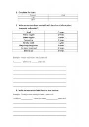 English worksheet: Could and couldnt