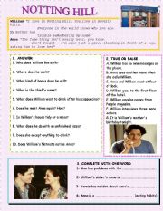 English Worksheet: Notting Hill Movie Worksheet with KEY