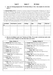 English Worksheet: Art shows: reading , grammar, and guides writing