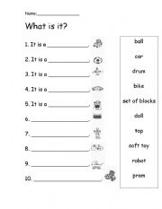 English worksheet: What is it (toys) worksheet