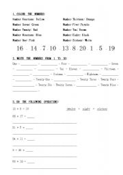 English Worksheet: Numbers from 1 to 100