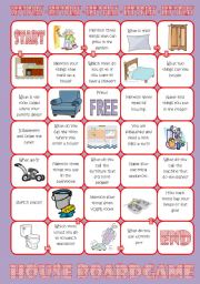 English Worksheet: House Board Game