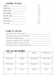 English Worksheet: Numbers from 1 to 100 B