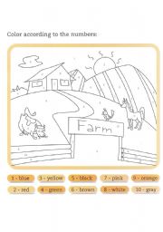 English Worksheet: Coloring according to the numbers 